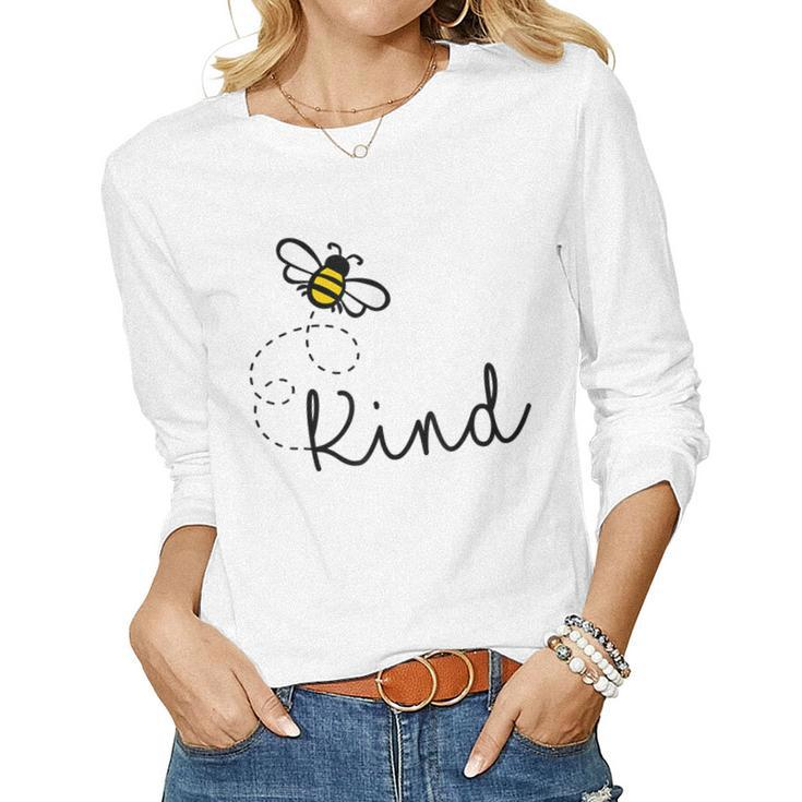 Be Kind Womens  Bumble Bee Inspirational Teacher Love  Women Graphic Long Sleeve T-shirt