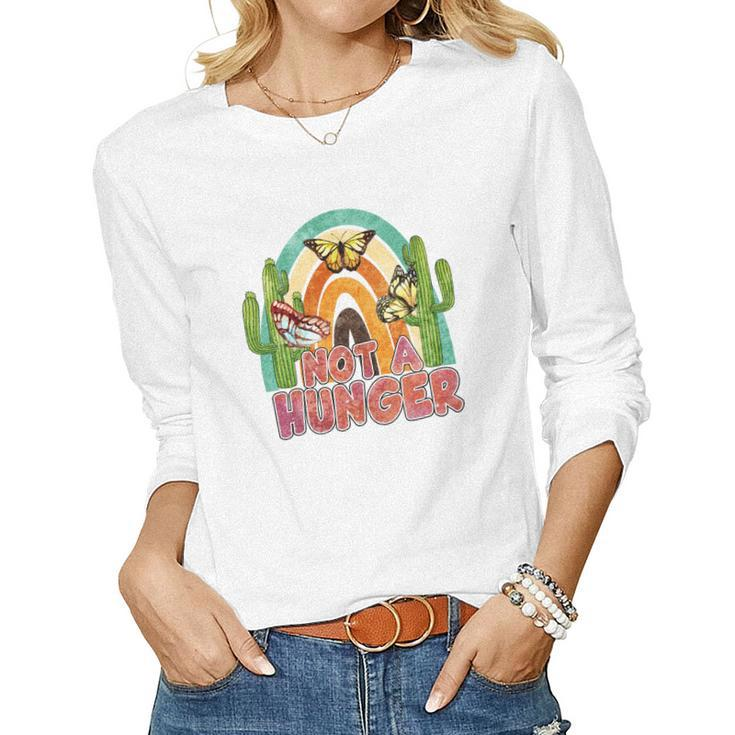 Boho Vintage Not A Hunger Cactus Retro Women Graphic Long Sleeve T-shirt