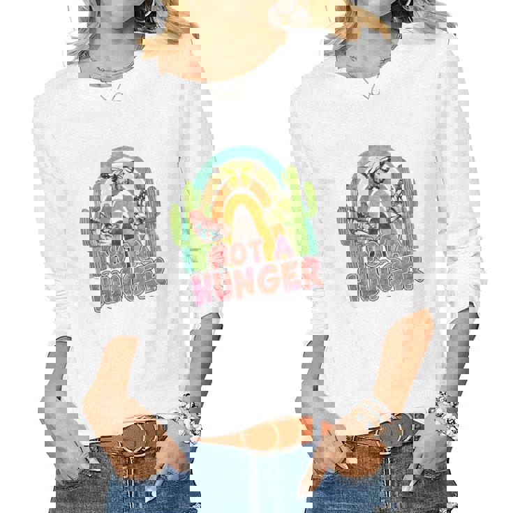 Boho Vintage Not A Hunger Cactus Retro Women Graphic Long Sleeve T-shirt