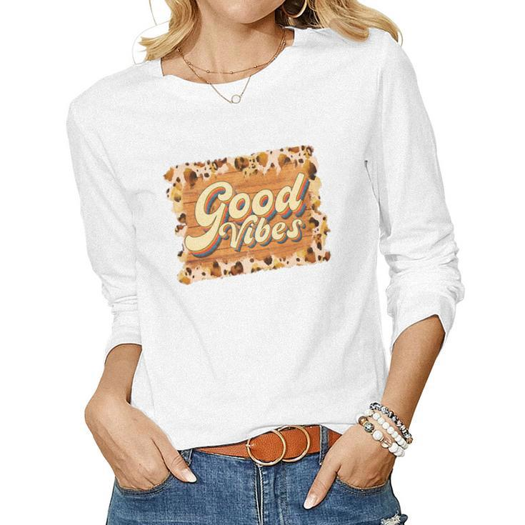Boho Vintage Retro Vintage Good Vibes Women Graphic Long Sleeve T-shirt