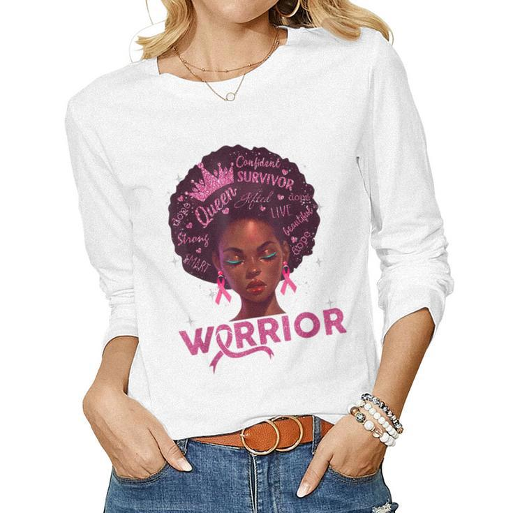 Breast Cancer Awareness Warrior Fighter Pink Ribbon Women  V3 Women Graphic Long Sleeve T-shirt