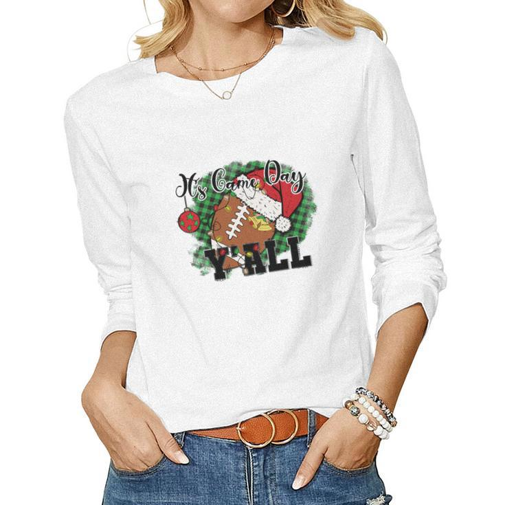 Christmas Football My Game Day Yall Women Graphic Long Sleeve T-shirt