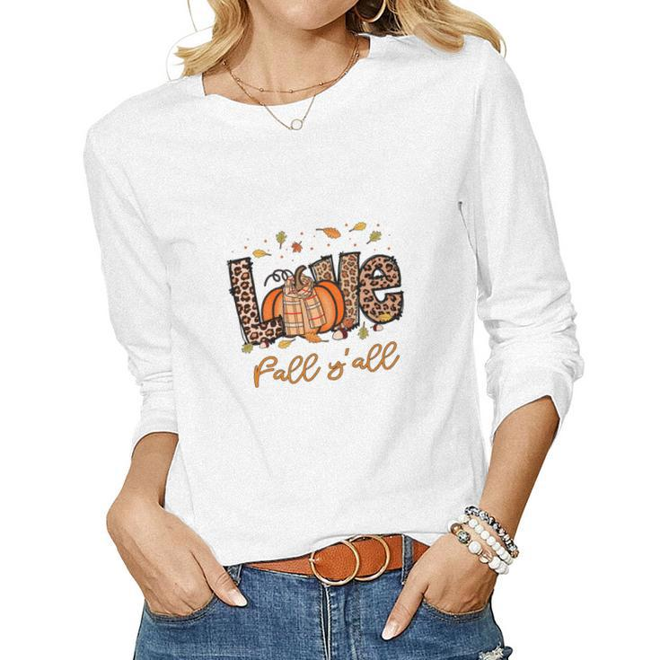 Cute Gift Love Fall Yall Women Graphic Long Sleeve T-shirt