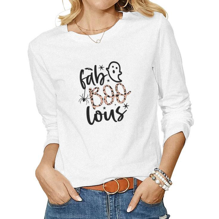 Fabboolous Boo Halloween Fall Season Women Graphic Long Sleeve T-shirt