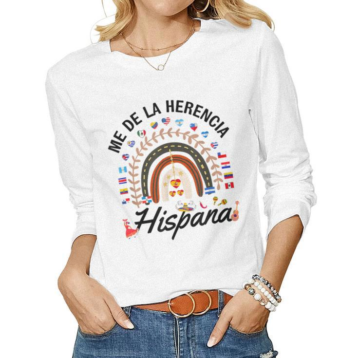 Funny National Hispanic Heritage Month Rainbow All Countries  V2 Women Graphic Long Sleeve T-shirt