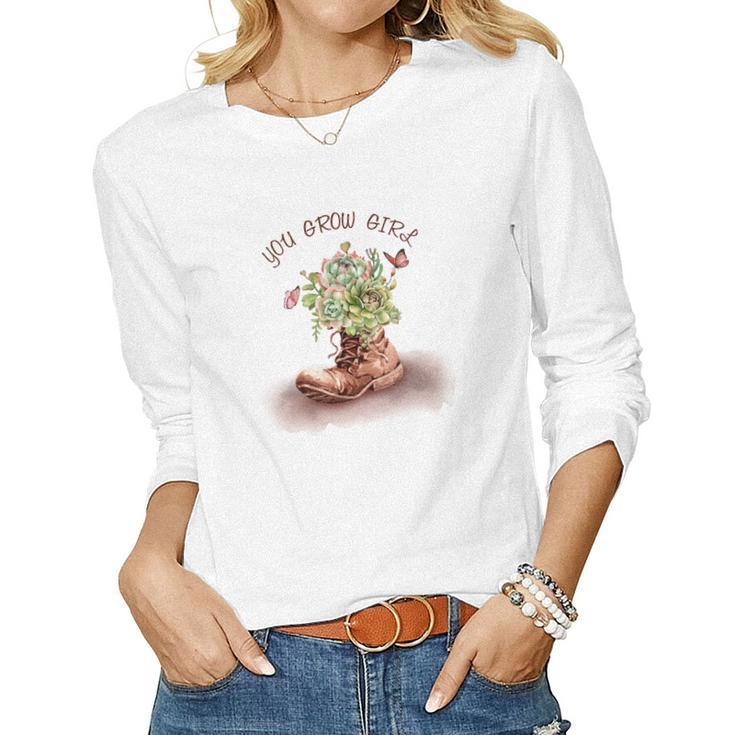 Gardener You Grow Girl Wildflowers Custom Women Graphic Long Sleeve T-shirt