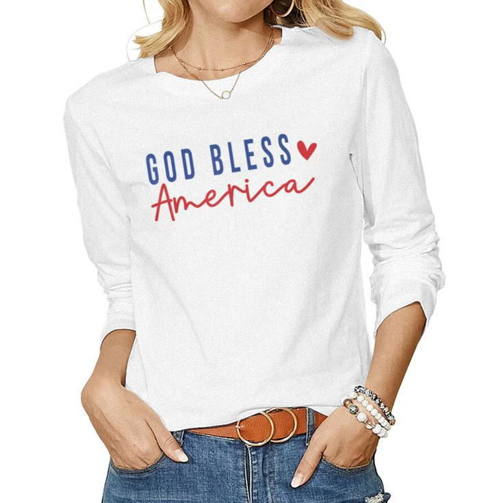 God Bless America Christian Religious American Flag  Women Graphic Long Sleeve T-shirt