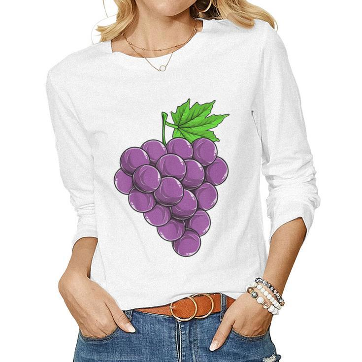 Grape Fruit Easy Lazy Diy Halloween Costume Women Girls Kids  Women Graphic Long Sleeve T-shirt