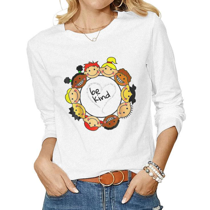 Heart Be Kind Kindness Anti Bullying Orange Unity Day 2022  Women Graphic Long Sleeve T-shirt