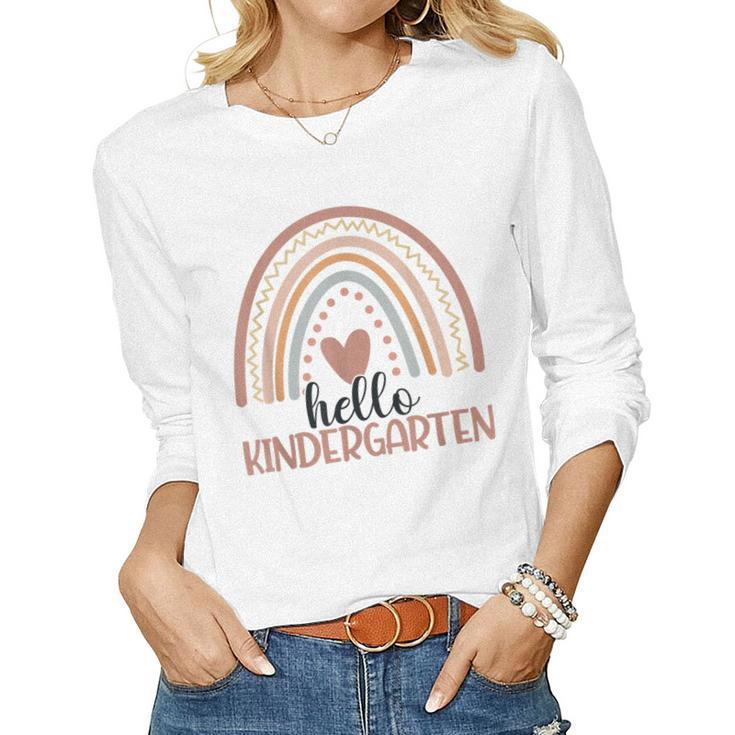 Hello Kindergarten Rainbow Back To School Kindergarten Squad  V2 Women Graphic Long Sleeve T-shirt