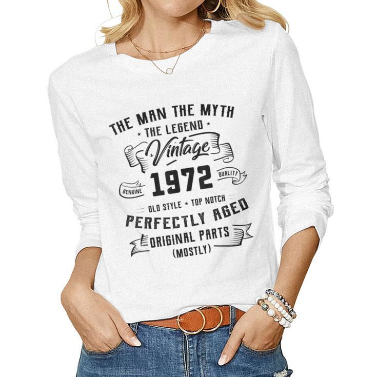 Mens Man Myth Legend 1972 50Th Birthday Gift For 50 Years Old  Women Graphic Long Sleeve T-shirt