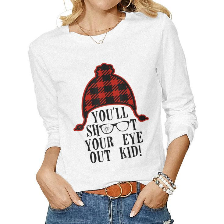 Oh Fudge Youll Shoot Your Eye Out Christmas Santa Claus Hat  Women Graphic Long Sleeve T-shirt