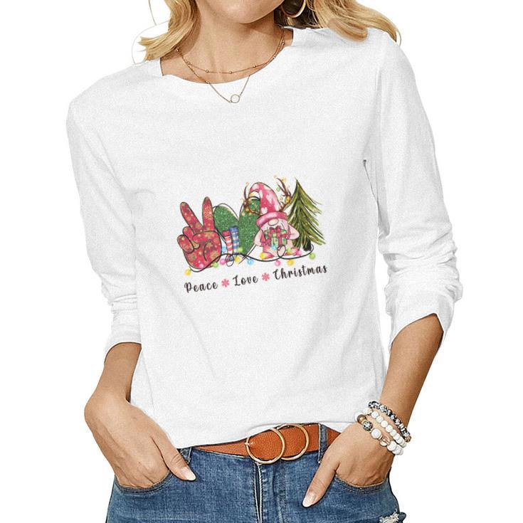 Peace Love Christmas Women Graphic Long Sleeve T-shirt