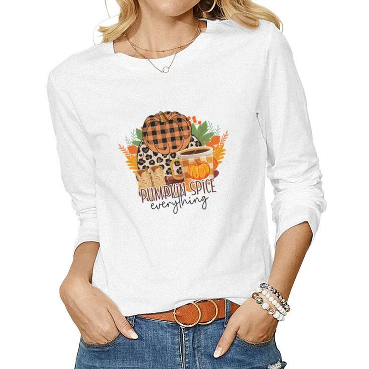Pumpkin Spice Everything Latte Coffee Fall Women Graphic Long Sleeve T-shirt