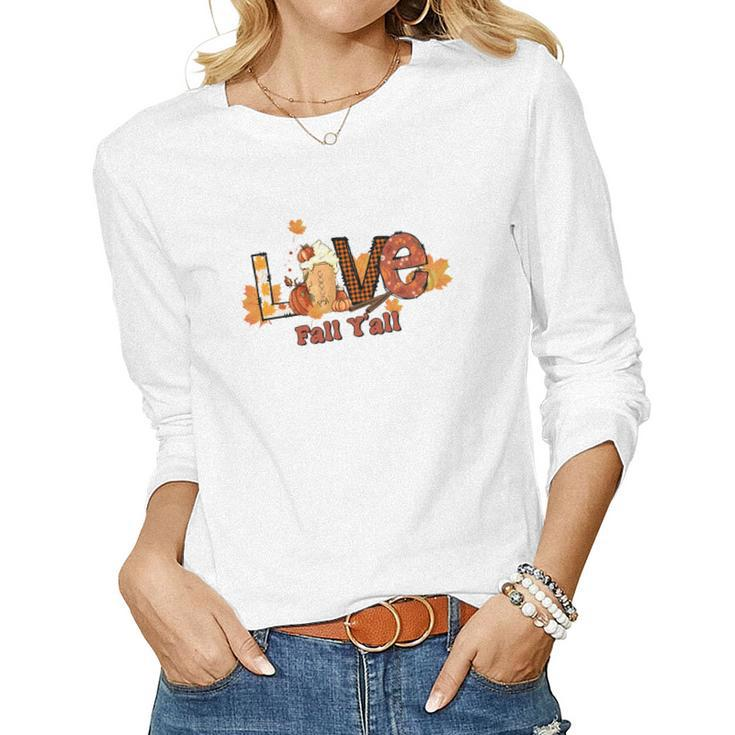 Pumpkin Spice Latte Love Fall Yall Women Graphic Long Sleeve T-shirt