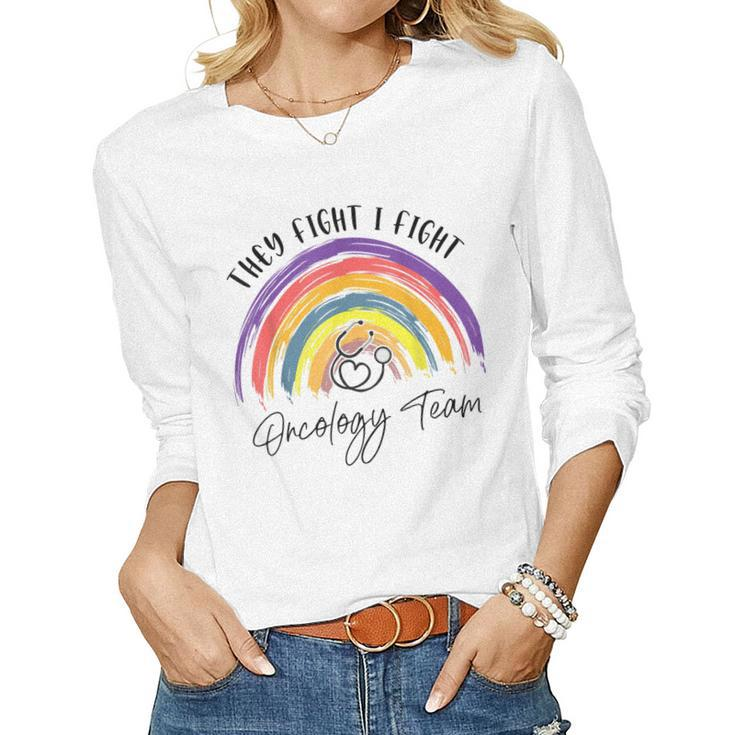 Rainbow Oncology Team Oncologist Oncology Nurse  Women Graphic Long Sleeve T-shirt