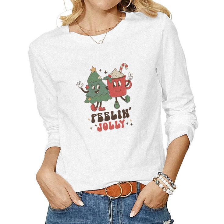 Retro Christmas Feeling Jolly V2 Women Graphic Long Sleeve T-shirt