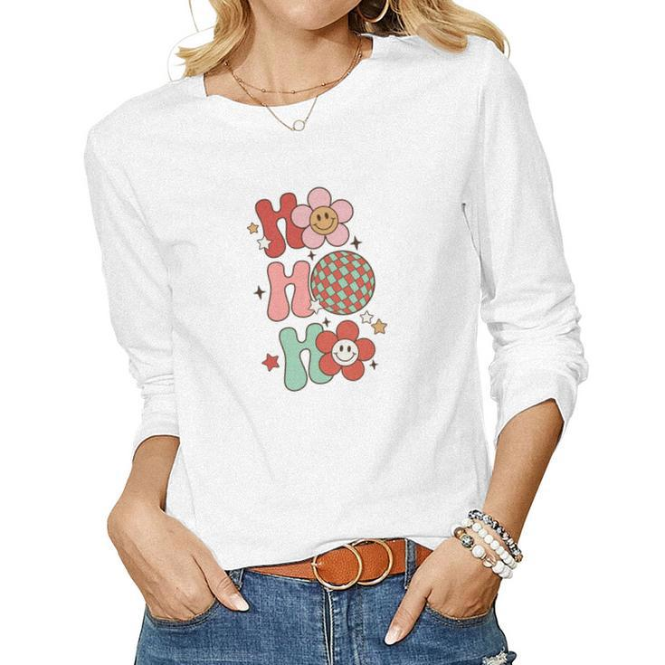 Retro Christmas Ho Ho Ho Vintage Christmas Gifts Women Graphic Long Sleeve T-shirt