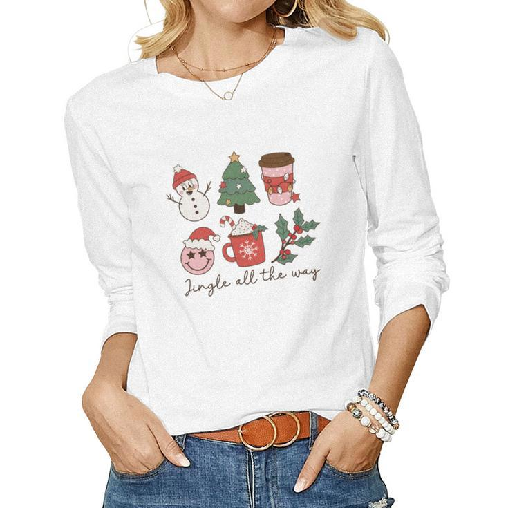 Retro Christmas Jingle All The Way Women Graphic Long Sleeve T-shirt