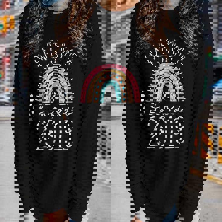 Awesome Since 2019 4Th Birthday Rainbow Gifts Born In 2019 Women Graphic Long Sleeve T-shirt Gifts for Her Awesome Since 2019 4Th Birthday Rainbow Gifts Born In 2019 Women Graphic Long Sleeve T-shirt Gifts for Her