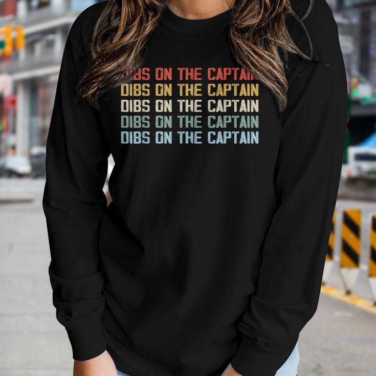 Captains Wife Dibs On The Captain Funny Boating Quote Women Graphic Long Sleeve T-shirt Gifts for Her