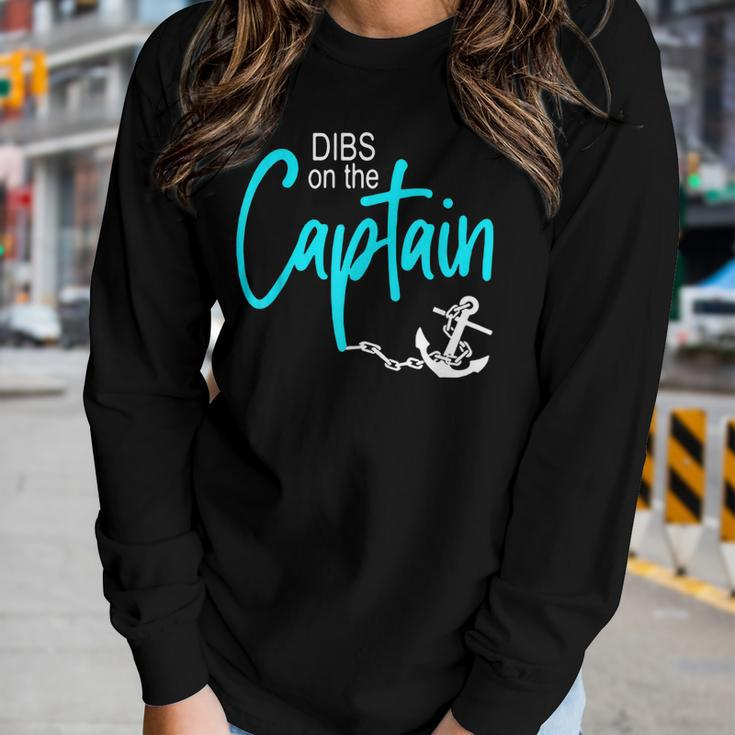 Dibs On The Captain Fire Captain Wife Girlfriend Sailing Women Graphic Long Sleeve T-shirt Gifts for Her