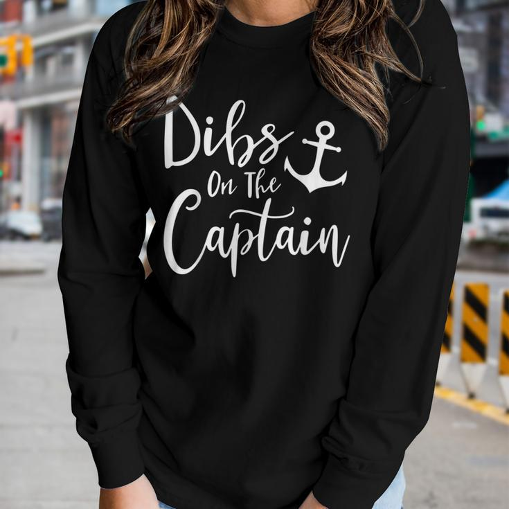 Dibs On The Captain Fire Captain Wife Girlfriend Sailing Women Graphic Long Sleeve T-shirt Gifts for Her