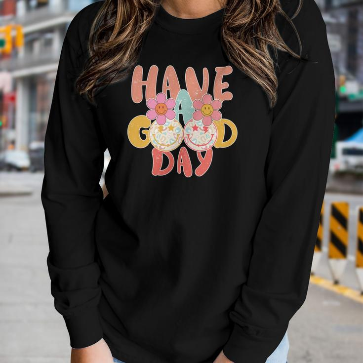 Have A Good Day Be Positive Retro Vintage Women Graphic Long Sleeve T-shirt Gifts for Her