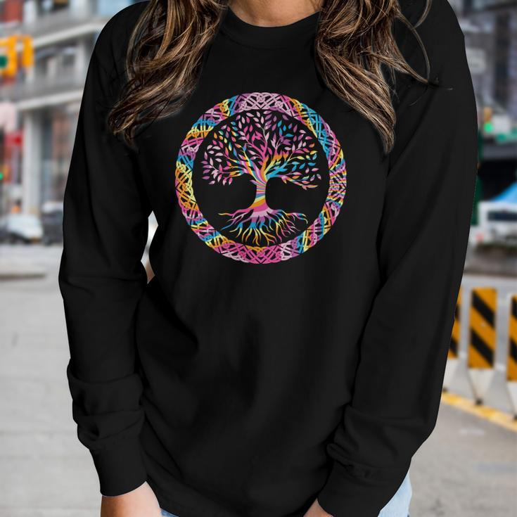 Hippie Colorful Tree Circle Official Custom Women Graphic Long Sleeve T-shirt Gifts for Her