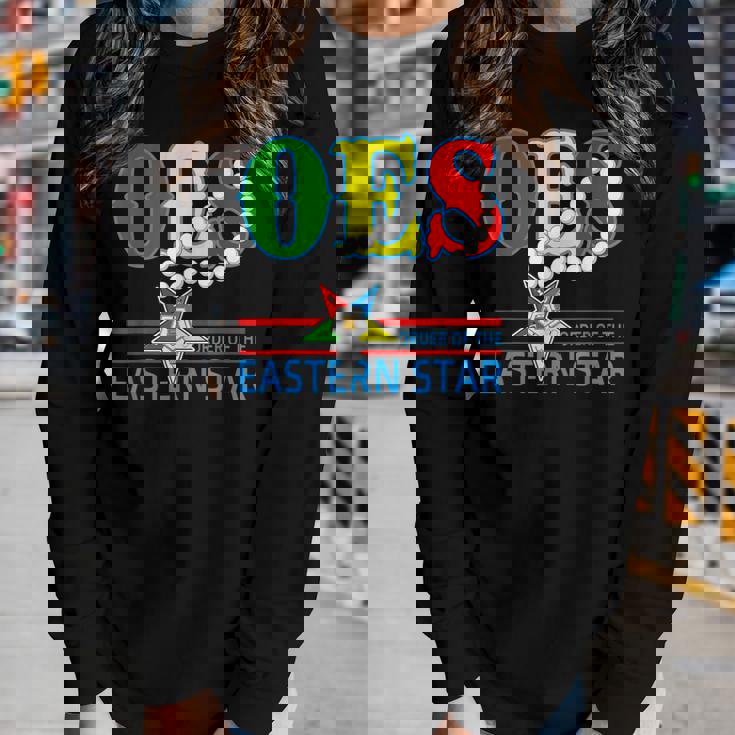 Oes Star Necklace Order Of The Eastern Star Mothers Day Women Graphic Long Sleeve T-shirt Gifts for Her Oes Star Necklace Order Of The Eastern Star Mothers Day Women Graphic Long Sleeve T-shirt Gifts for Her