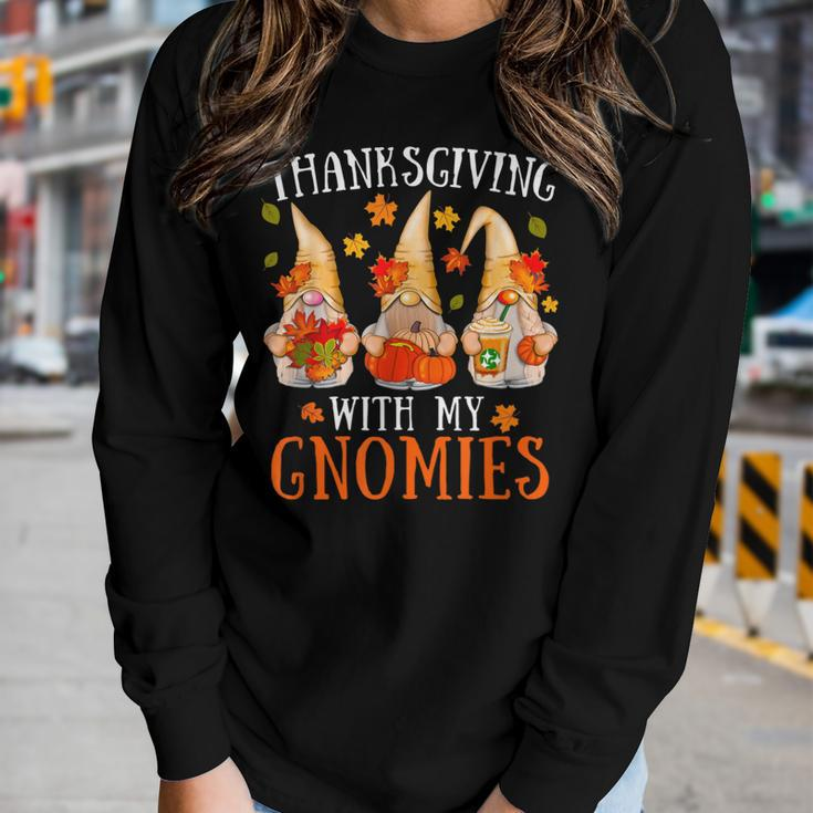 Thanksgiving With My Gnomies For Women Funny Gnomies Lover Women Graphic Long Sleeve T-shirt Gifts for Her