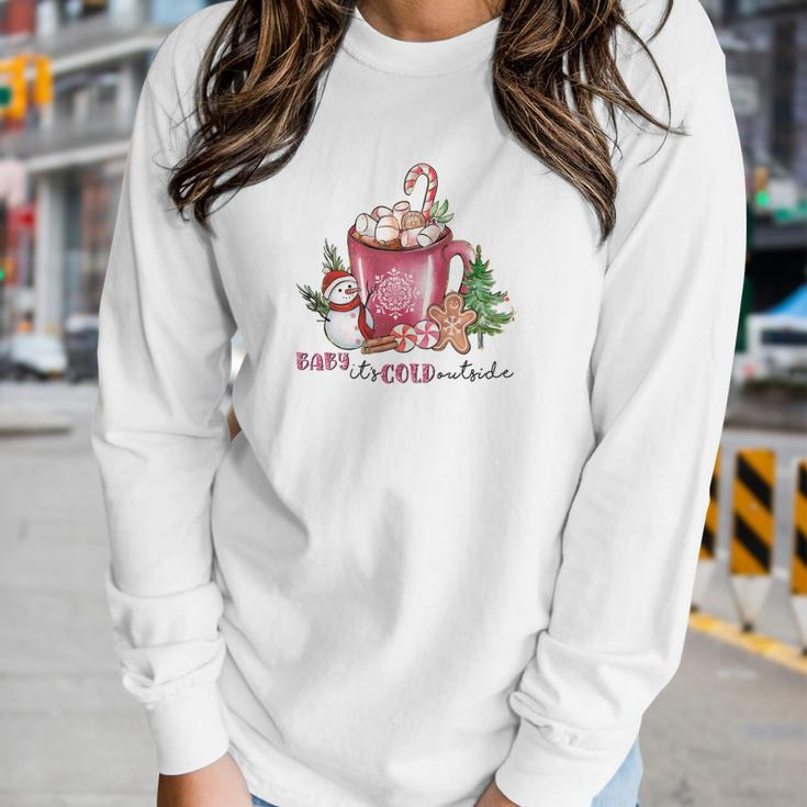Christmas Coffee Baby It Is Cold Outside V2 Women Graphic Long Sleeve T-shirt Gifts for Her