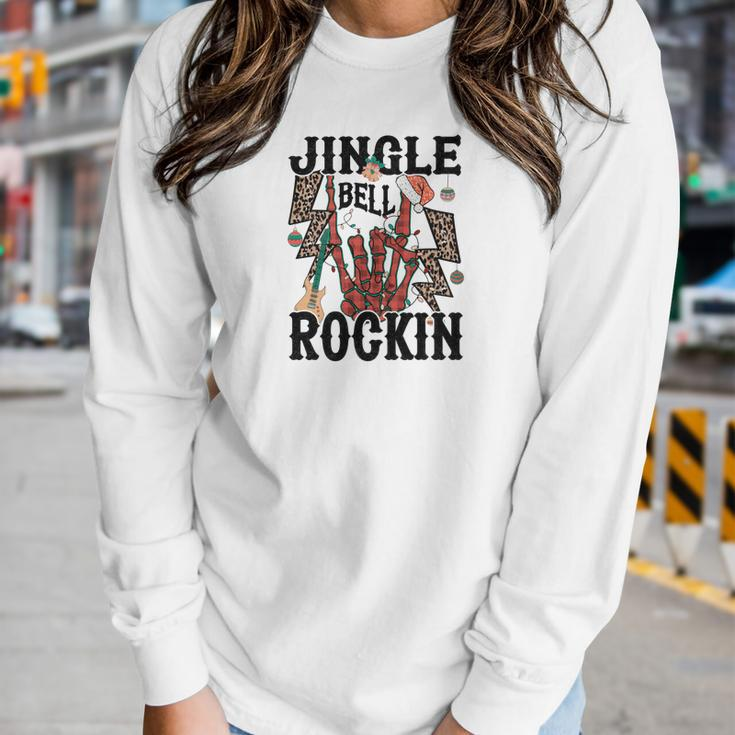 Christmas Skeleton Jingle Bell Rockin Women Graphic Long Sleeve T-shirt Gifts for Her