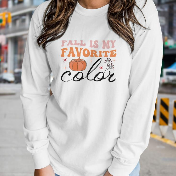 Fall Is My Favorite Color Pumpkin Gift Women Graphic Long Sleeve T-shirt Gifts for Her