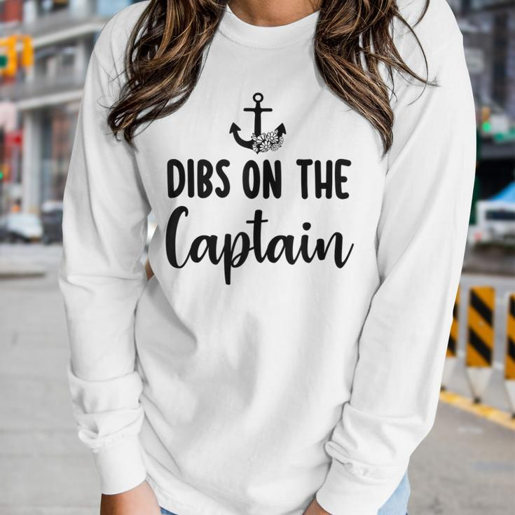 Funny Captain Wife Dibs On The Captain Quote Anchor Sailing V3 Women Graphic Long Sleeve T-shirt Gifts for Her