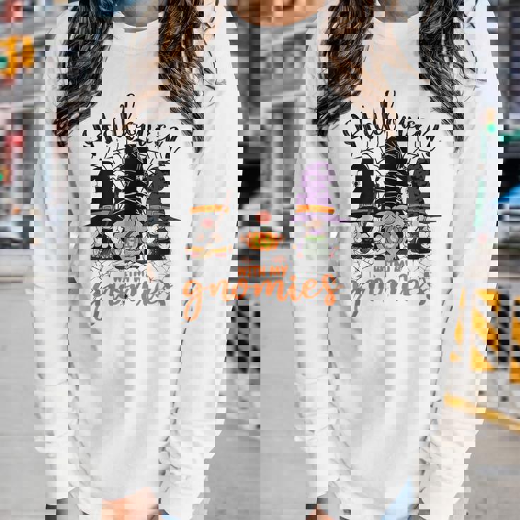 Gnomes Halloween With My Gnomies Witch Garden Gnome Women Graphic Long Sleeve T-shirt Gifts for Her Gnomes Halloween With My Gnomies Witch Garden Gnome Women Graphic Long Sleeve T-shirt Gifts for Her