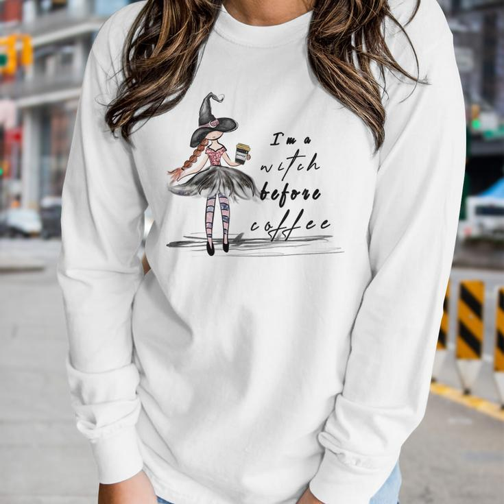 Hallowen Be Magical Witch I_M A Witch Before Coffee Women Graphic Long Sleeve T-shirt Gifts for Her