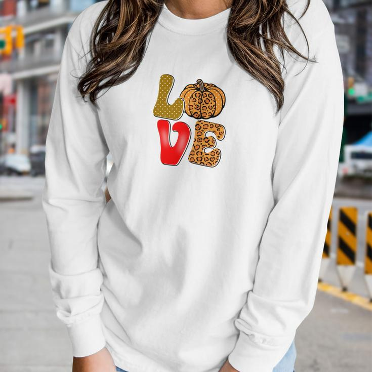 Love Fall Love Pumpkin Women Graphic Long Sleeve T-shirt Gifts for Her