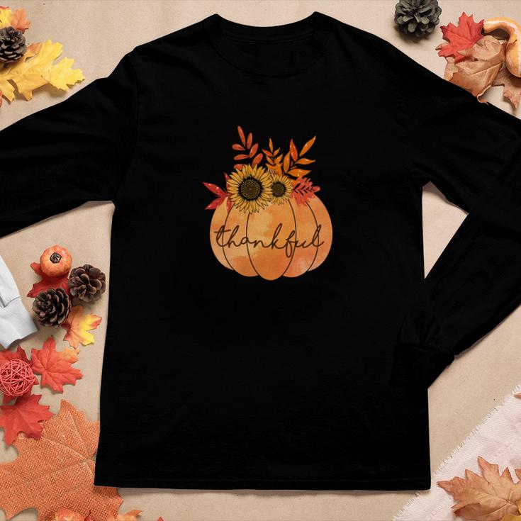 Thankful Pumpkin Gift Fall Season Women Graphic Long Sleeve T-shirt