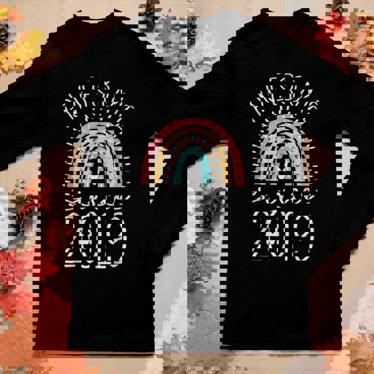 Awesome Since 2019 4Th Birthday Rainbow Gifts Born In 2019 Women Graphic Long Sleeve T-shirt Personalized Gifts Awesome Since 2019 4Th Birthday Rainbow Gifts Born In 2019 Women Graphic Long Sleeve T-shirt Personalized Gifts