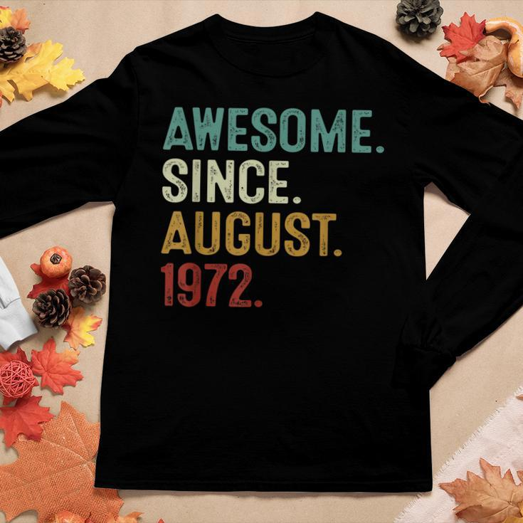 Awesome Since August 1972 50 Years Old 50Th Birthday  Women Graphic Long Sleeve T-shirt Personalized Gifts
