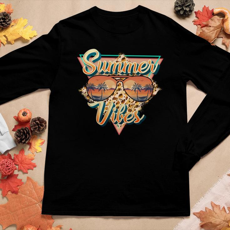 Boho Vintage Summer Vibes Custom Women Graphic Long Sleeve T-shirt Funny Gifts