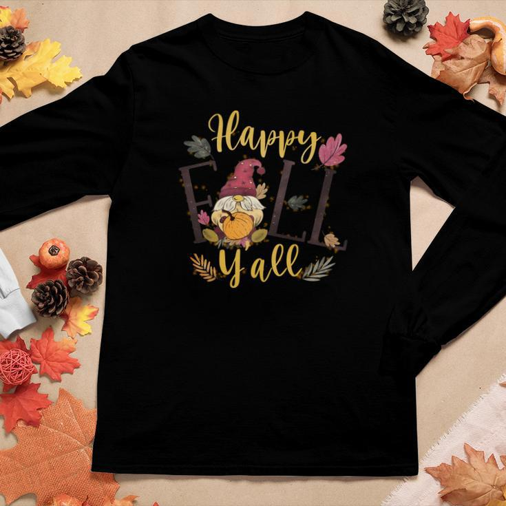 Fall Gnomes Happy Fall Yall Women Graphic Long Sleeve T-shirt Personalized Gifts