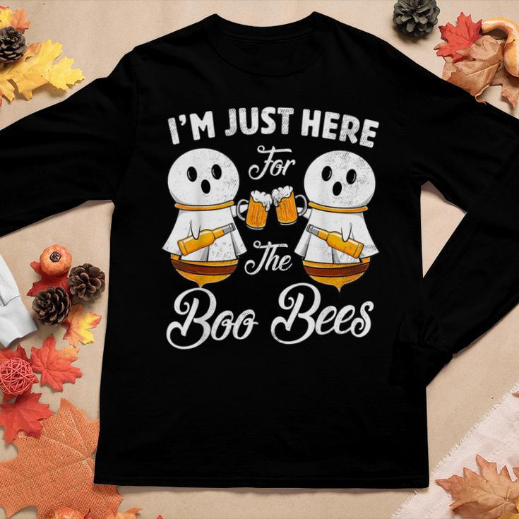 Halloween Beer Drinking Im Just Here For The Boos Bees Beer Women Graphic Long Sleeve T-shirt Personalized Gifts