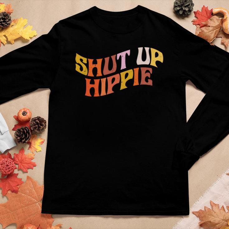 Hippie Funny Shut Up Hippie Official Design Women Graphic Long Sleeve T-shirt Funny Gifts
