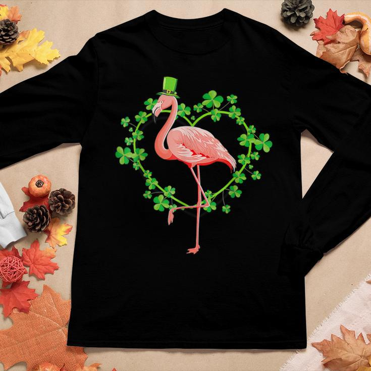 Irish Flamingo Green Lucky St Pattys Saint Patrick Day 2022 Women Graphic Long Sleeve T-shirt Personalized Gifts