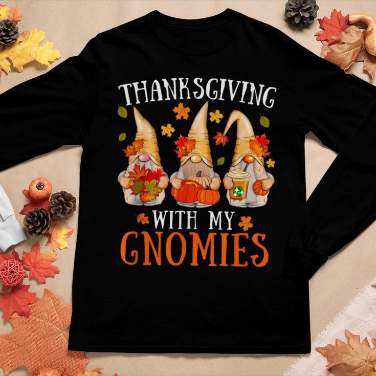Thanksgiving With My Gnomies For Women Funny Gnomies Lover Women Graphic Long Sleeve T-shirt Personalized Gifts