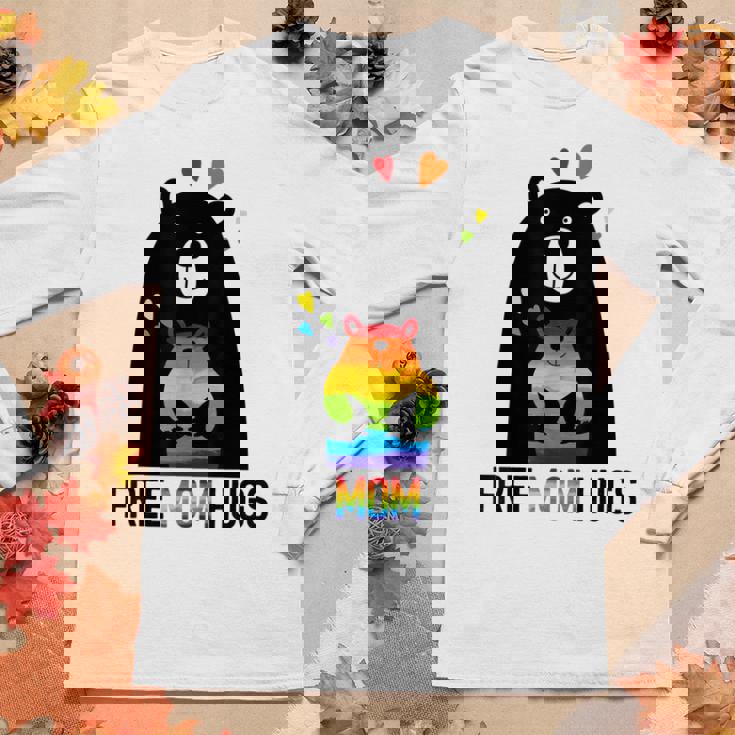 Bear Free Mom Hugs Rainbow Lgbt Lesbian Gay Pride Month Women Graphic Long Sleeve T-shirt Personalized Gifts