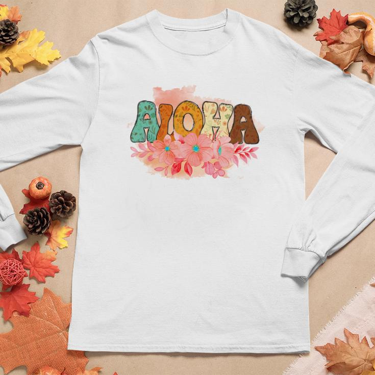 Boho Vintage Retro Summer Aloha Custom Women Graphic Long Sleeve T-shirt Funny Gifts