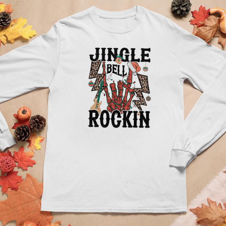 Christmas Skeleton Jingle Bell Rockin Women Graphic Long Sleeve T-shirt Funny Gifts